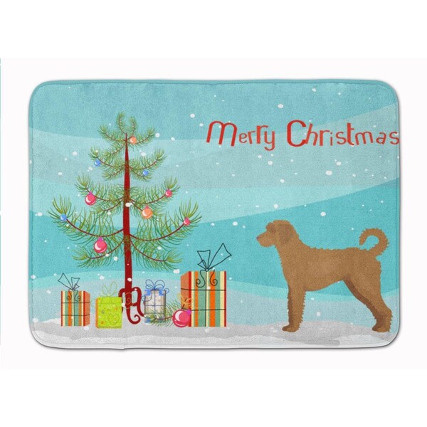 Carolines Treasures Tan Labradoodle Christmas Tree Machine Washable Memory Foam Mat CK3846RUG - main